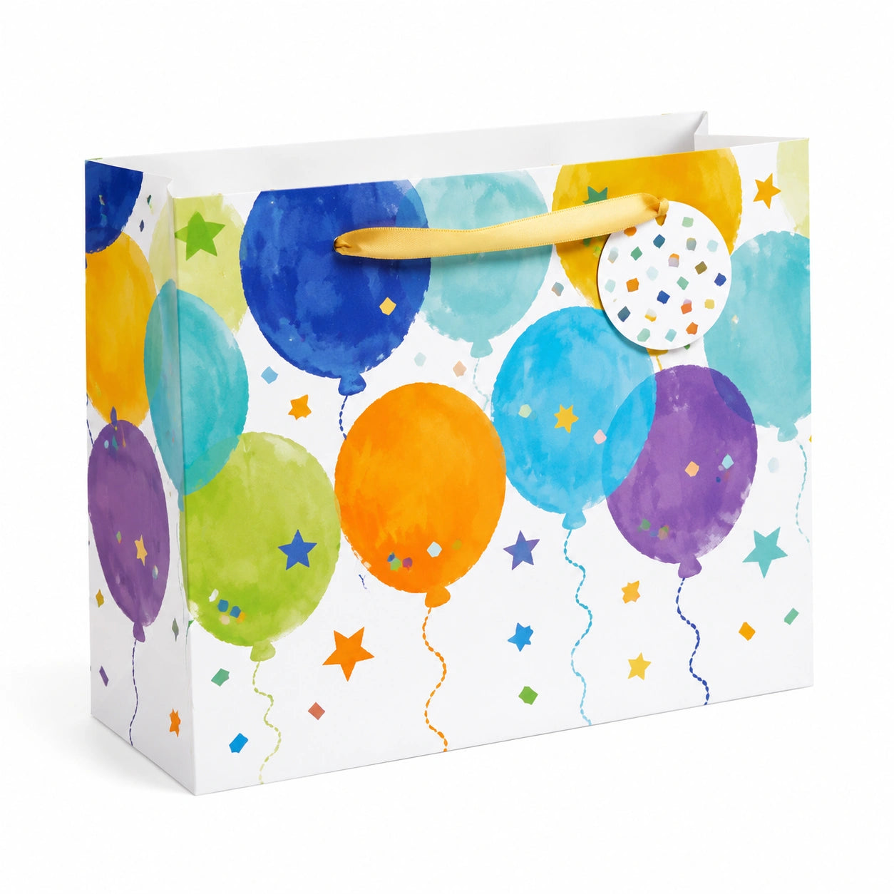 Sacchetto regalo 32 x 12 x 26 cm in carta multicolore con palloncini - confezione per feste