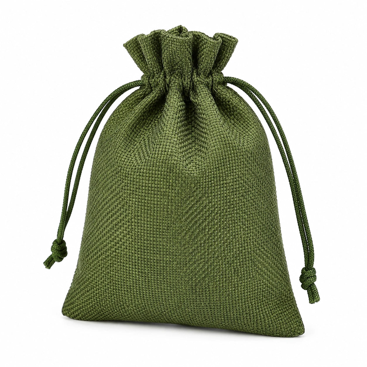 Sacchetto con coulisse 12 x 9 cm in tessuto intrecciato verde - custodia per piccoli oggetti