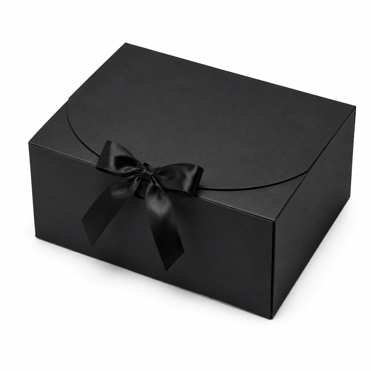 Scatola regalo 30 x 30 x 15 cm in cartoncino nero con nastro decorativo stile elegante