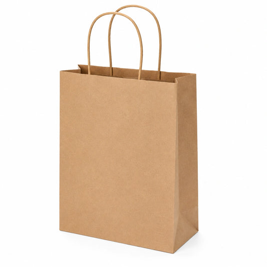 Sacchetto regalo 26 x 12 x 32 cm in carta kraft marrone con manici ritorti