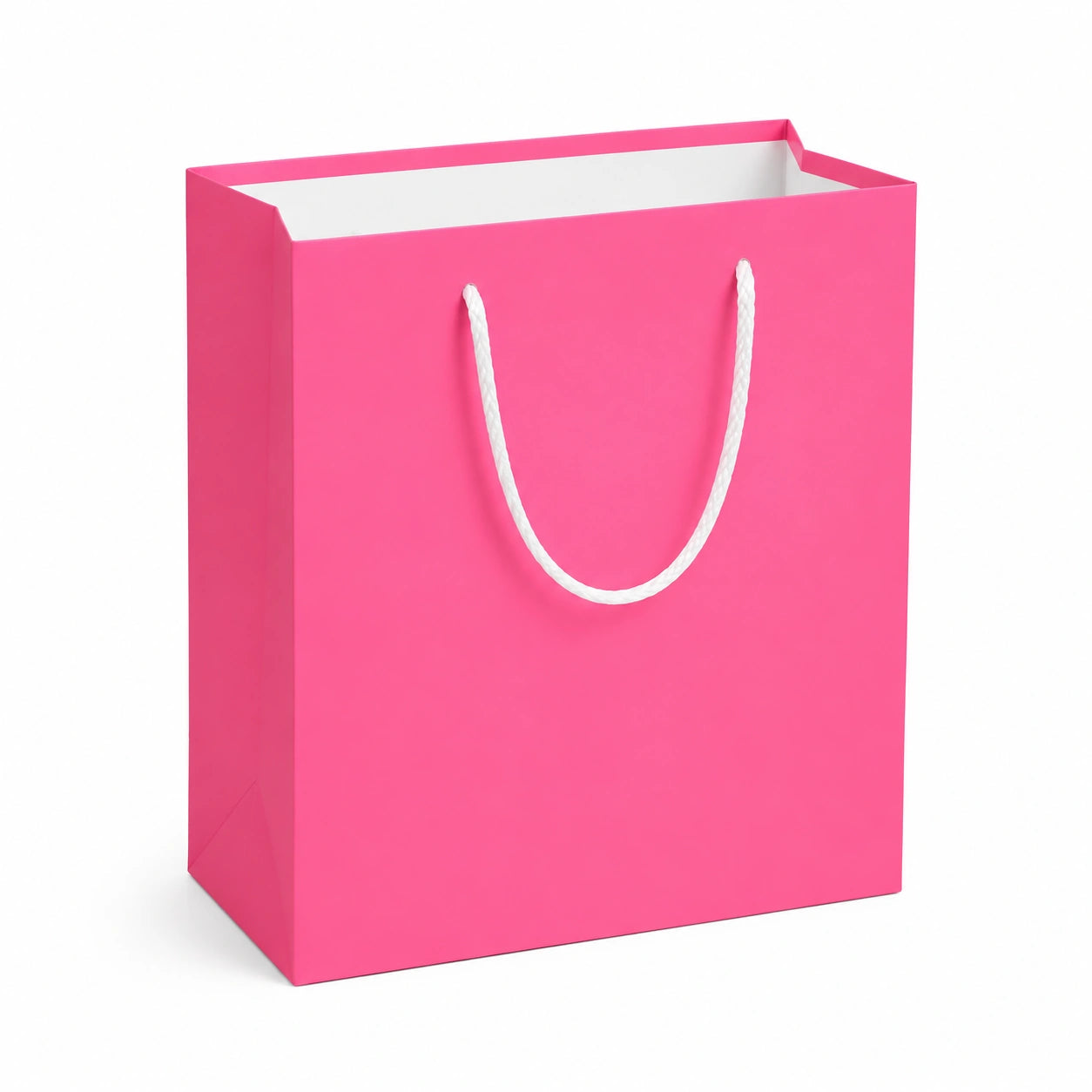 Sacchetto regalo 26 x 12 x 32 cm in carta rosa con manici in corda - confezione per regali