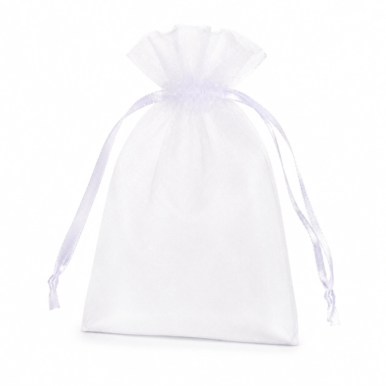 Sacchetto regalo in organza bianco 10 x 15 cm con chiusura a coulisse