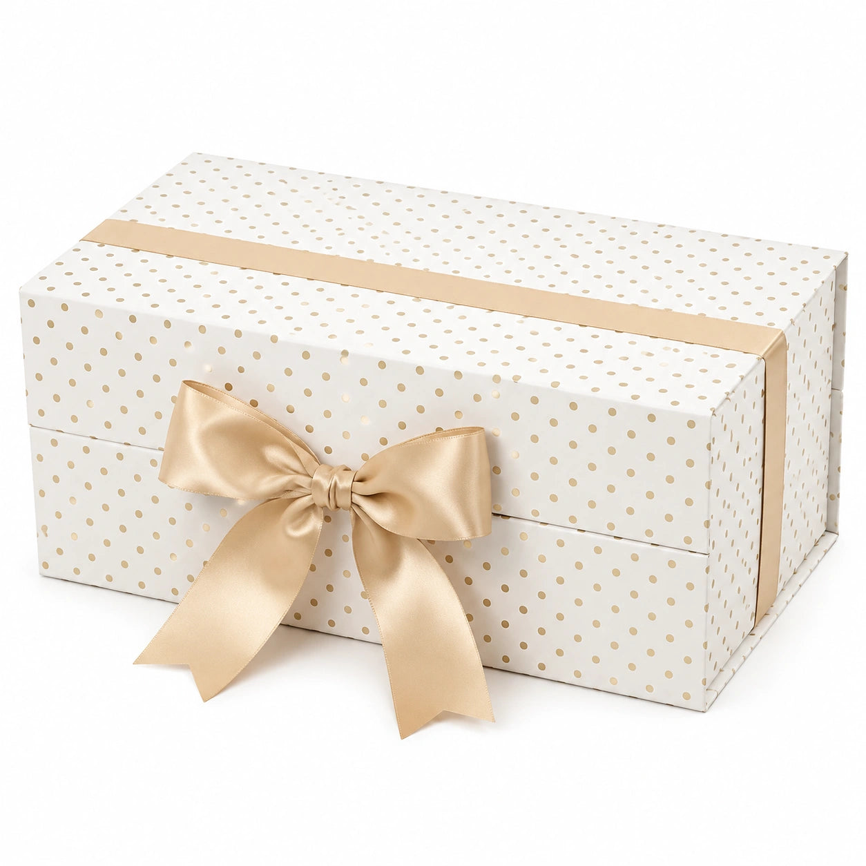 Scatola regalo 30 x 20 x 10 cm in cartone bianco e oro con fiocco per confezionare regali