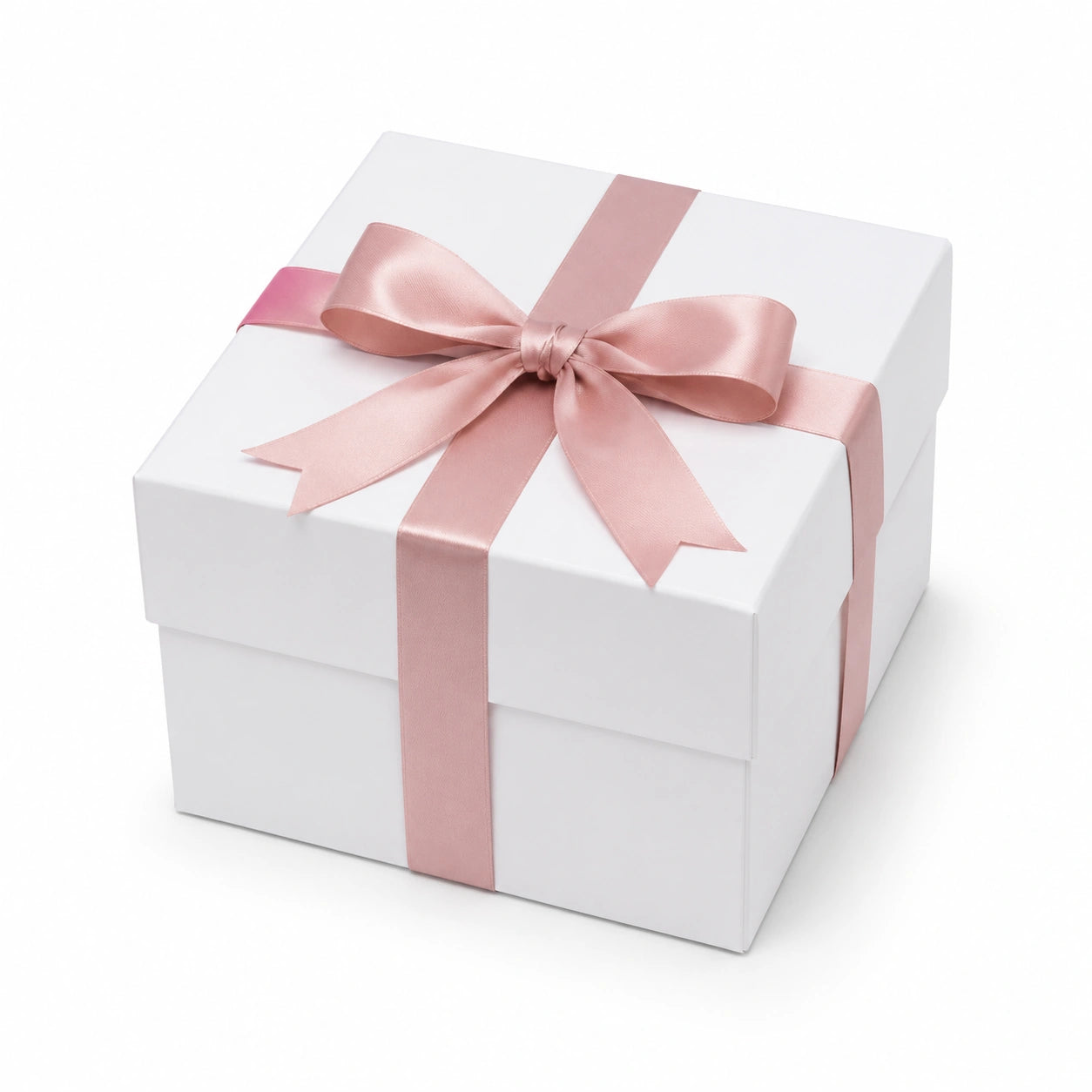 Scatola regalo 20 x 20 x 15 cm in cartoncino bianco con nastro rosa - confezione decorativa