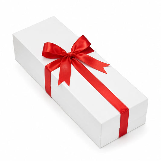 Scatola regalo 30 x 20 x 10 cm in cartone bianco con nastro rosso stile elegante
